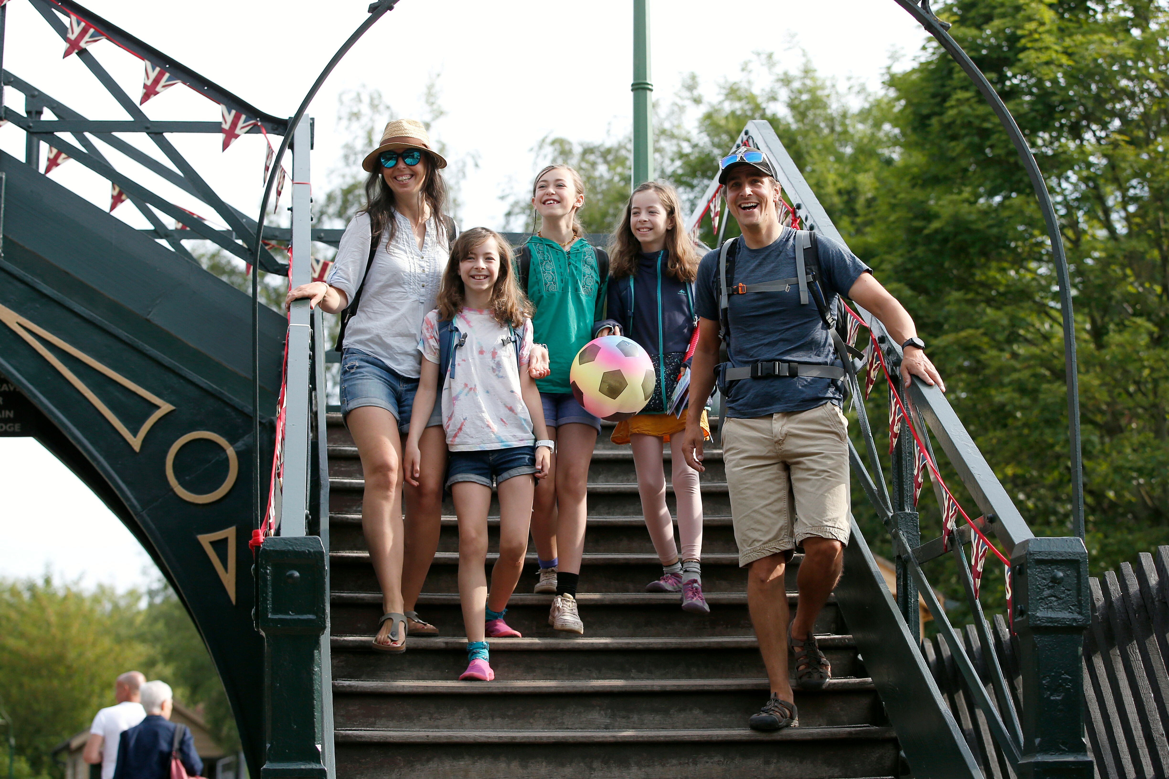 Family on bridge