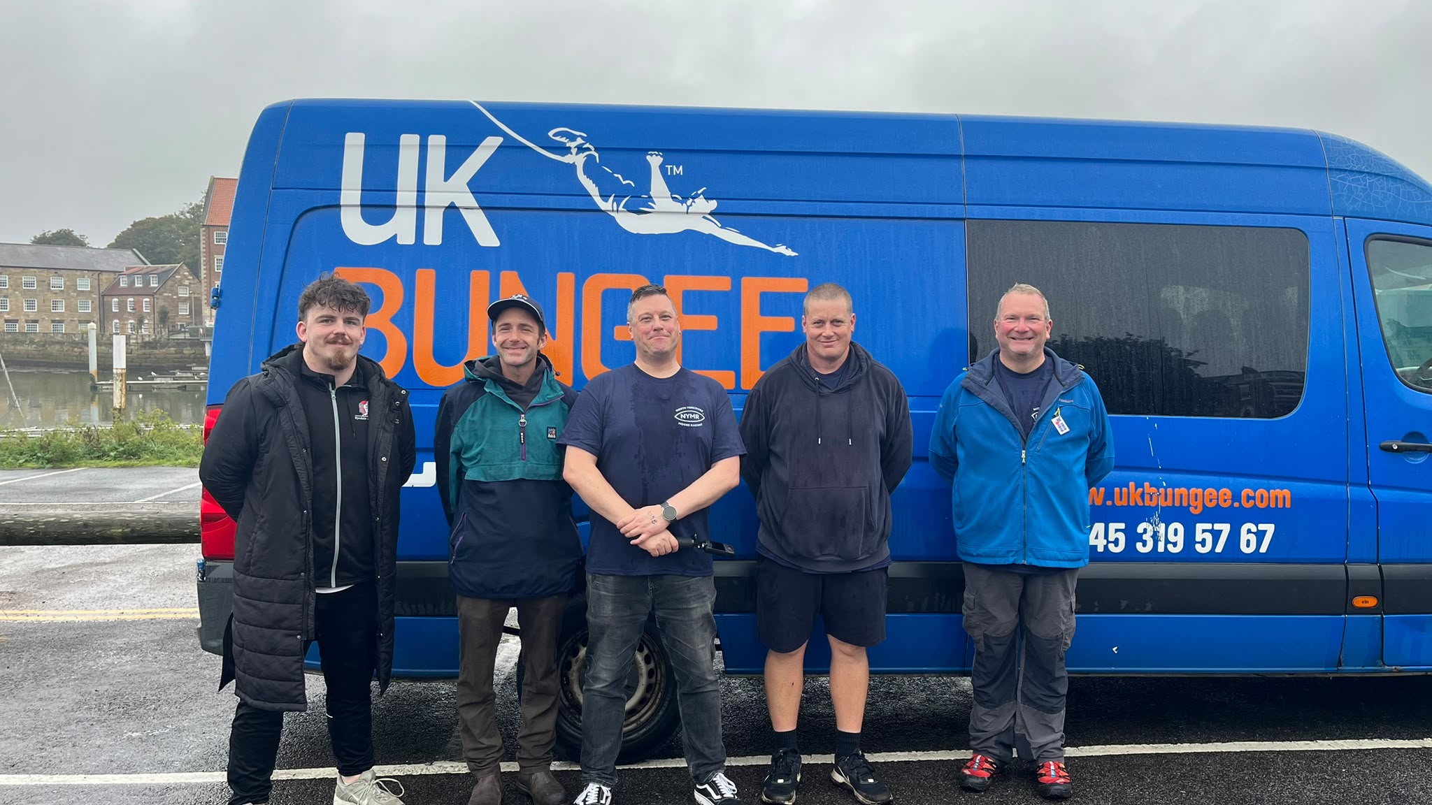 The five jumpers from the Bridge 42 Bungee Crew.