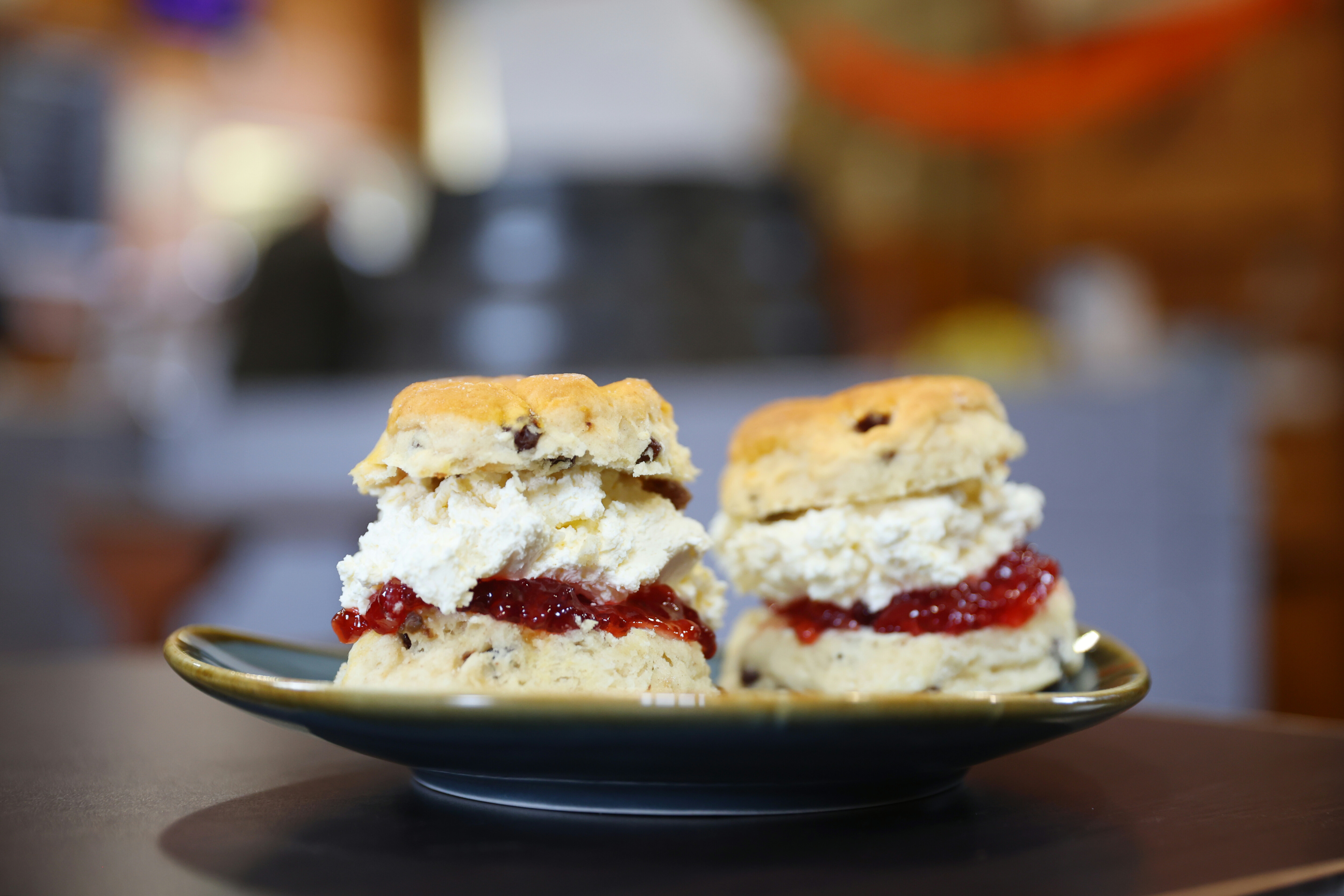 Two delicious looking scones on a plate at Goathland Tea Room.