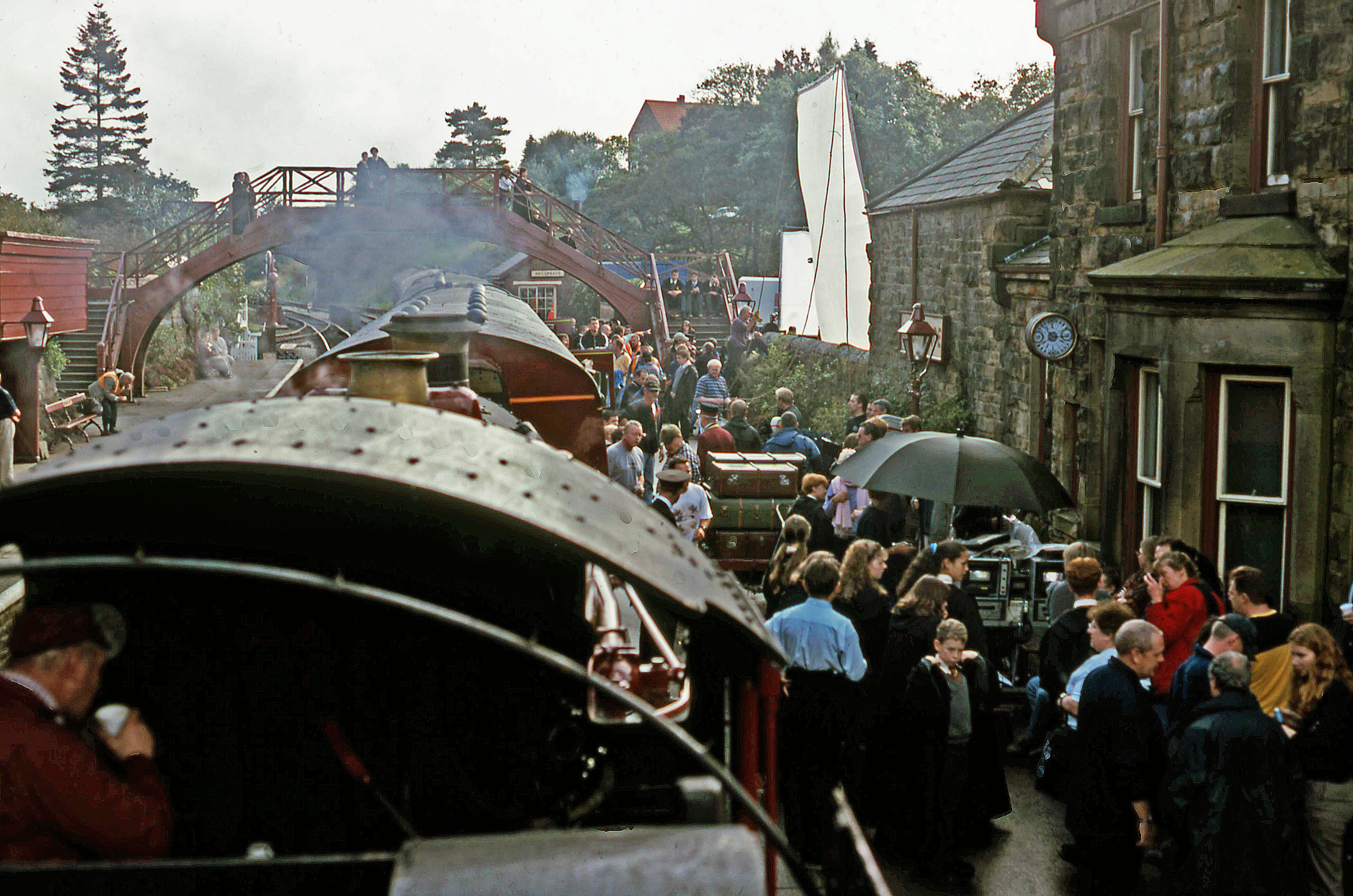 Film stars and crew are busy on Goathland Station for filming of the first Harry Potter film.