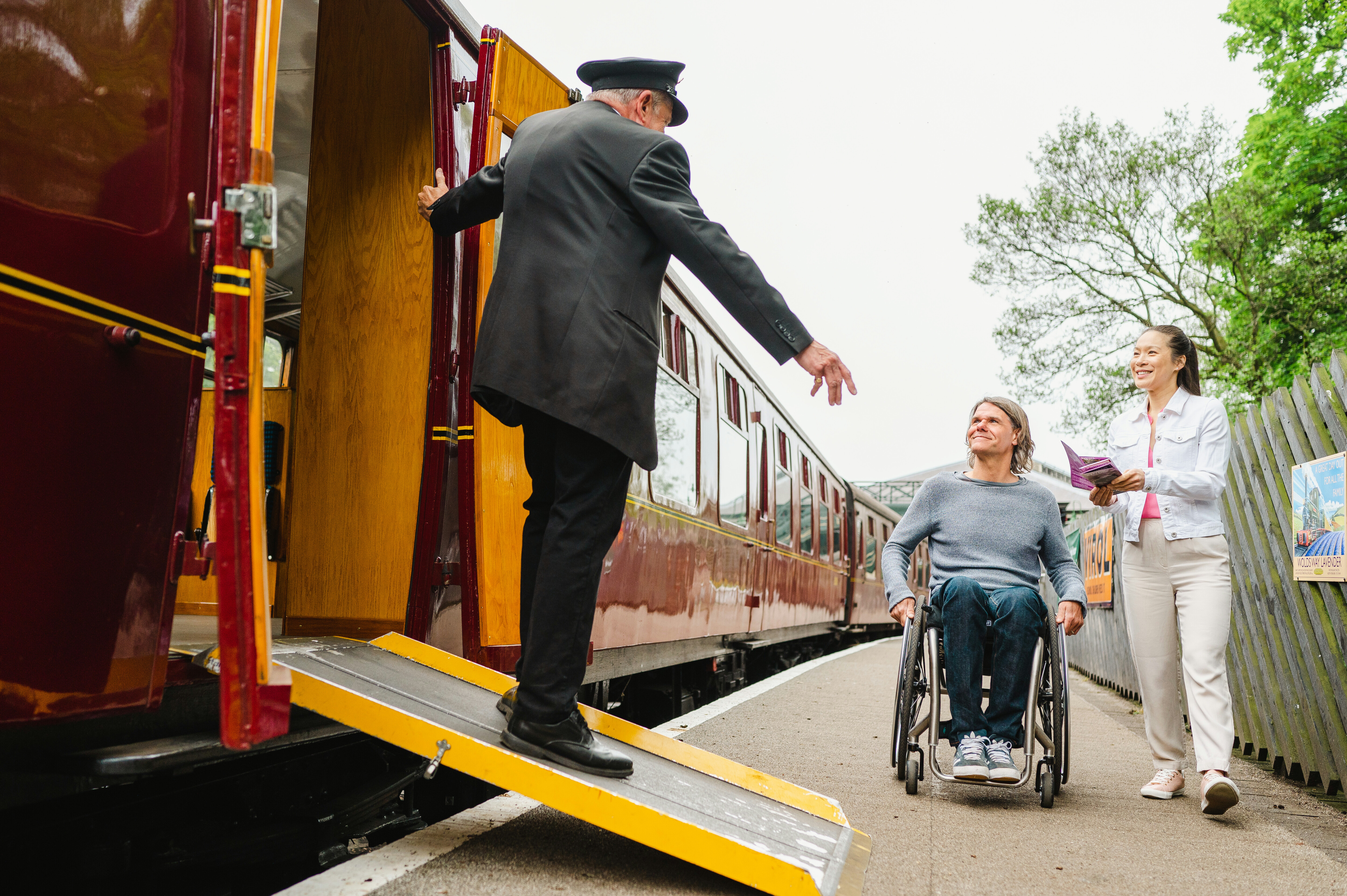 Wheelchair user boarding the train