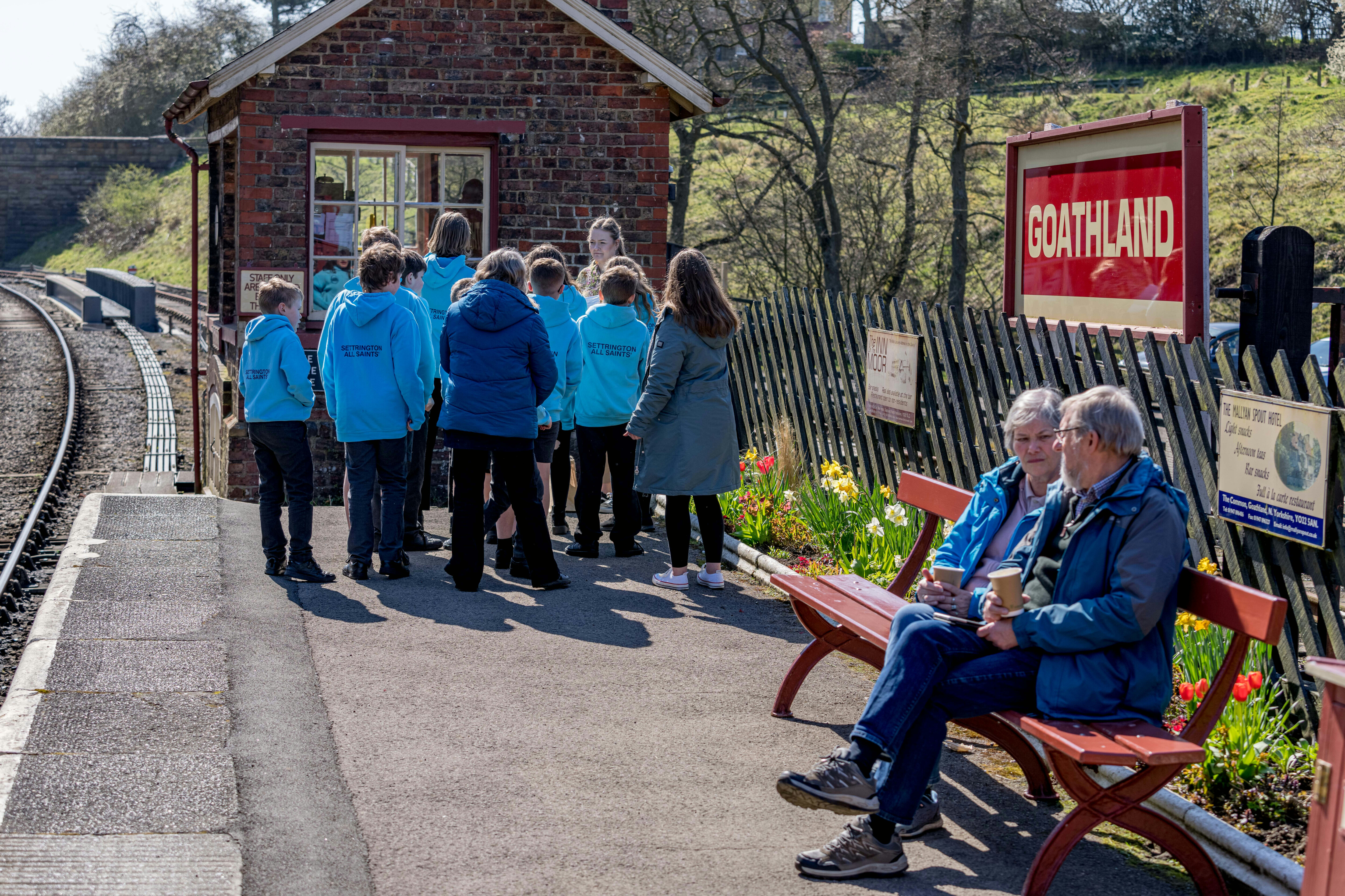 School children at Goathland Station.