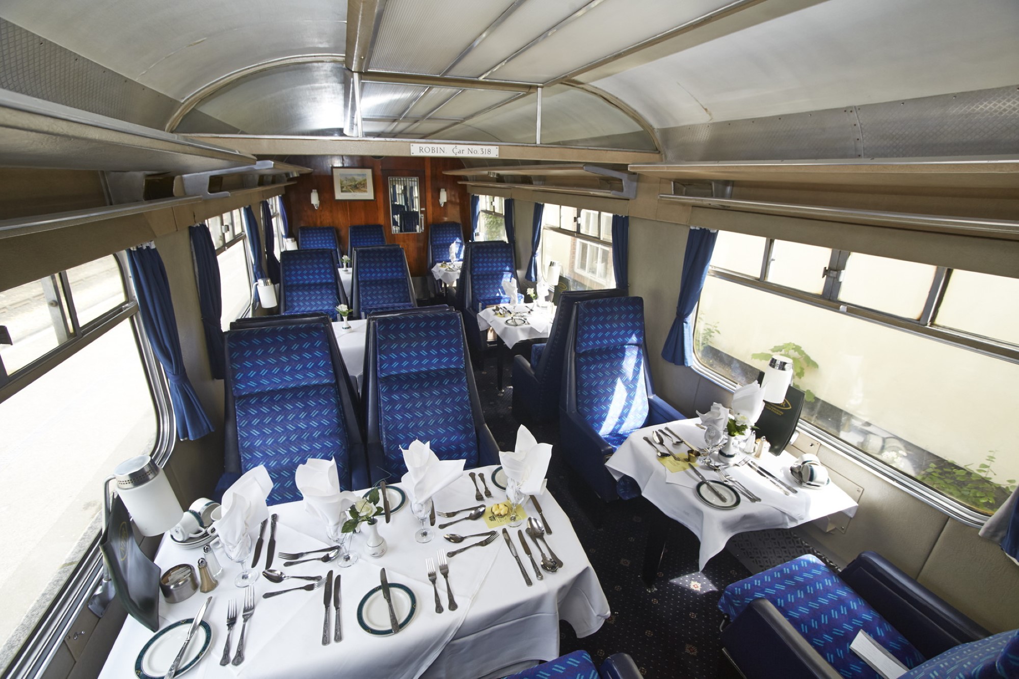 This carriage ran on East Coast Pullman routes before joining NYMR in 1980. It was used until 1987, then restored with a new kitchen in 1992.